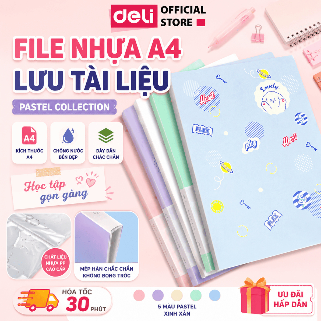File Lá Túi Đựng Tài Liệu A4 20 30 40 Lá Màu Pastel In Hình Cute Deli Lưu Tài Liệu Chứng Từ Hồ Sơ