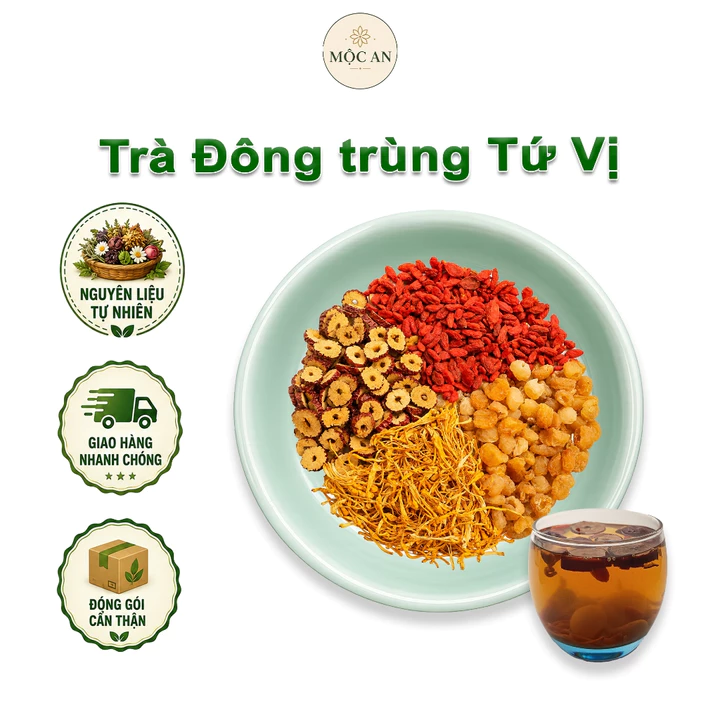 Trà Đông Trùng Tứ Vị Mộc An Sinh khí huyết | Táo Đỏ Kỷ Tử Long Nhãn Đông Trùng | Trà Thảo Mộc