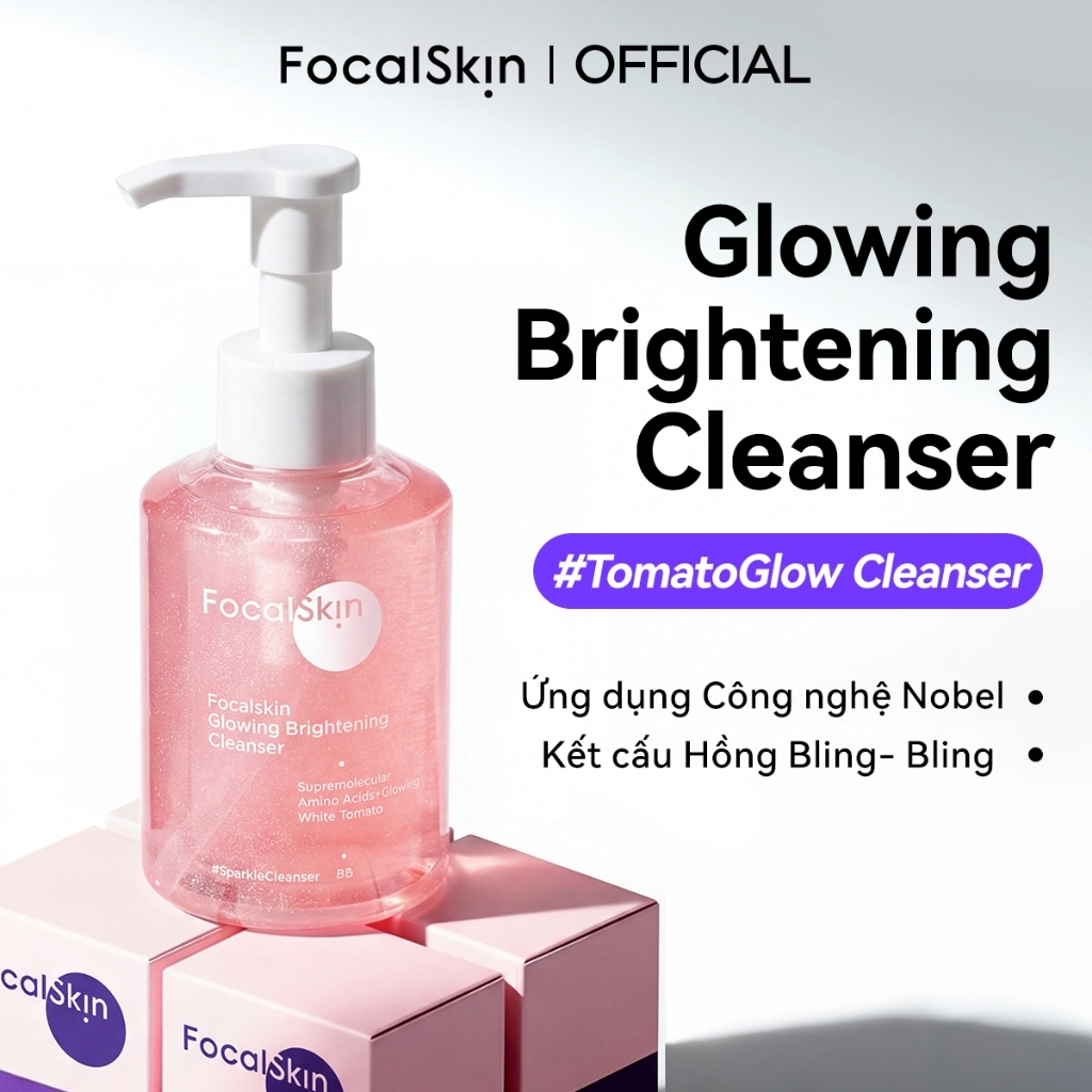 FOCALSKIN Sữa Rửa Mặt Glowing Brightening Chiết Xuất Tomato + Cam Thảo Vàng Dịu Nhẹ Da Nhạy Cảm 115g