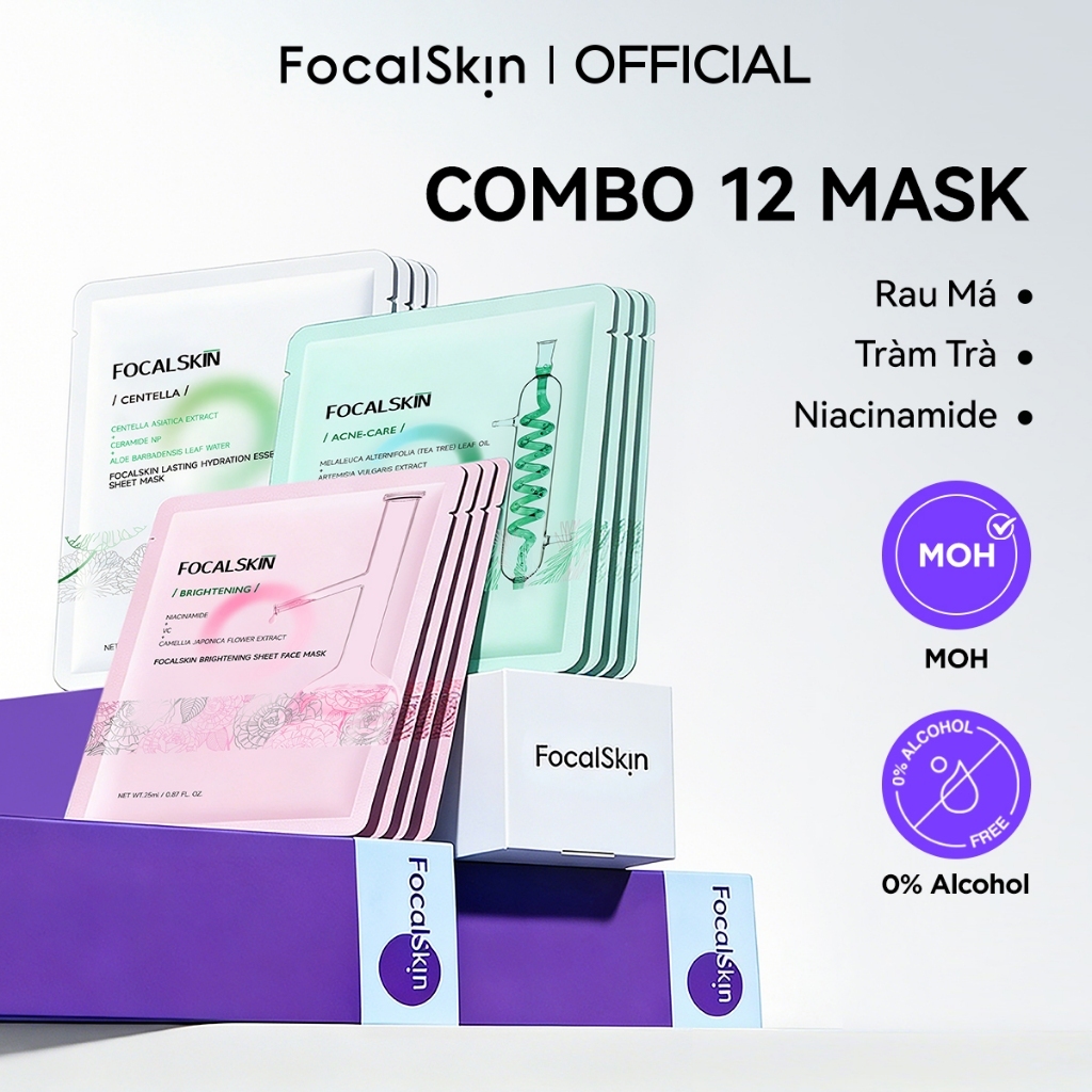 FOCALSKIN Combo Mặt Nạ Dưỡng Da Ba Trong Một Cấp Ẩm, Dưỡng Sáng, Hỗ Trợ Giảm Mụn 25ml