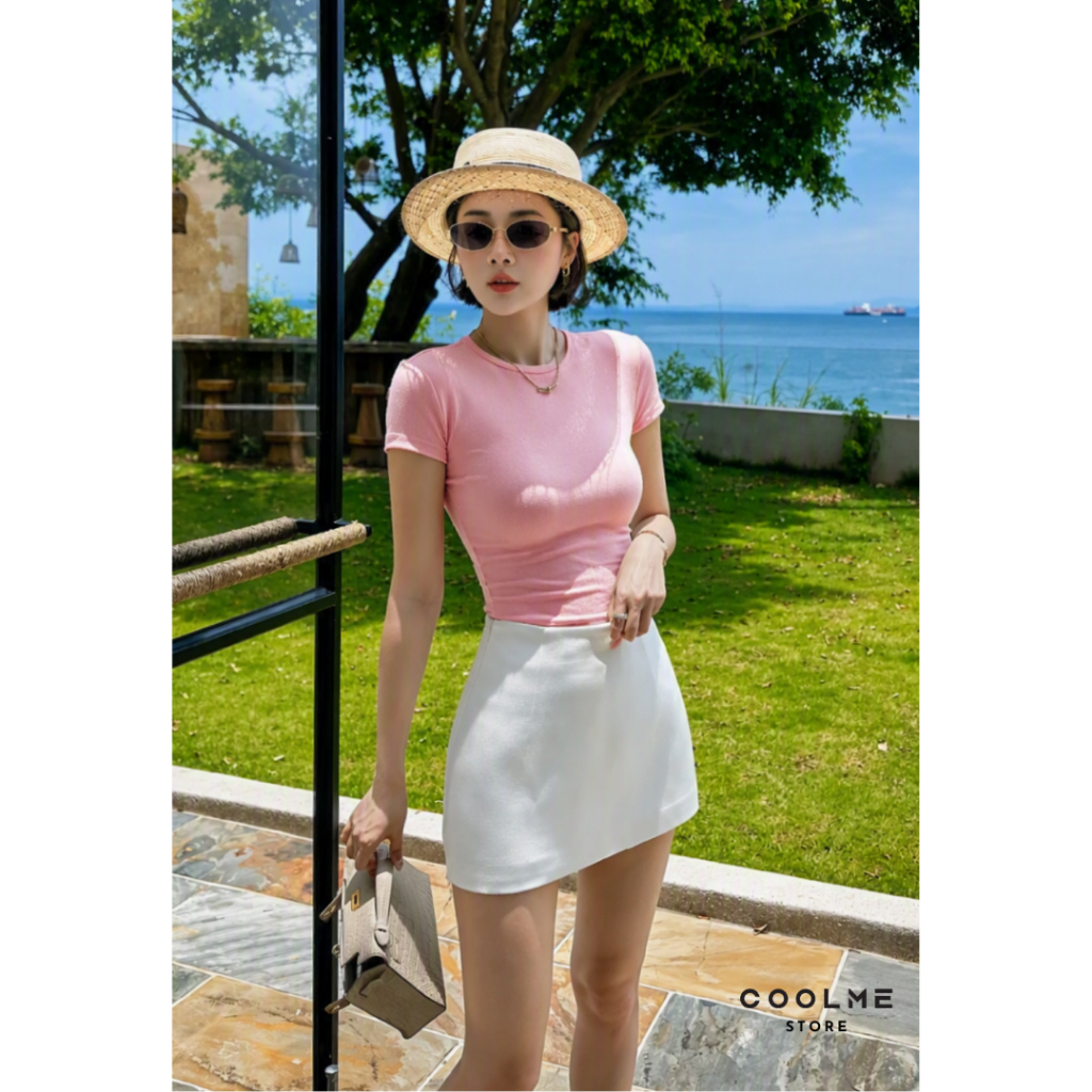 Áo thun ôm body nữ trơn fit dáng baby tee tay ngắn cổ tròn chất cotton mịn co giãn tốt Coolme -G06 | BigBuy360 - bigbuy360.vn