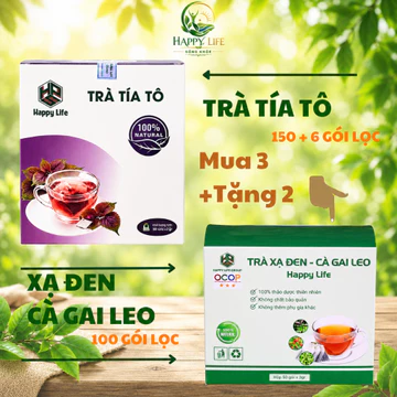 Trà Tía Tô Thảo Mộc Thanh lọc cơ thể – Combo 3 Hộp Tặng Kèm 2 Trà Xạ Đen Happy Life