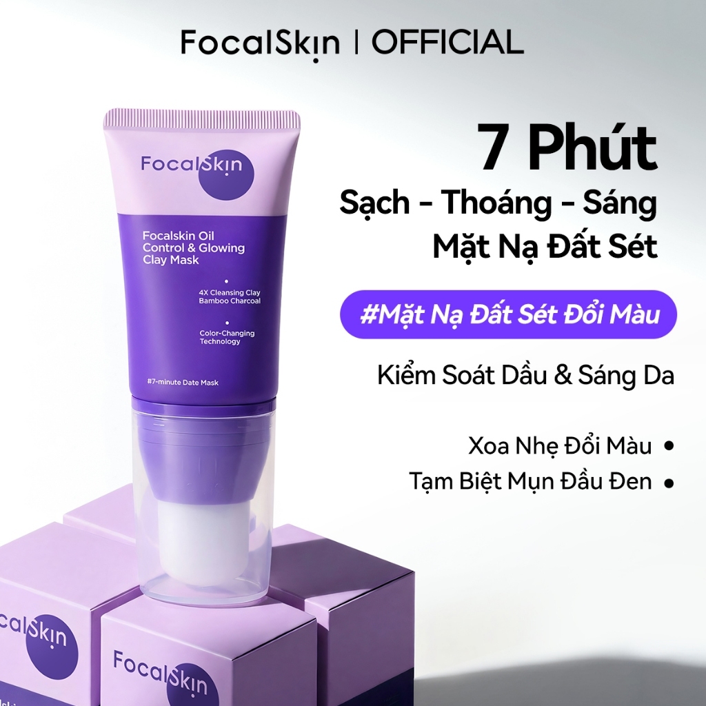 FOCALSKIN Mặt Nạ Đất Sét Đổi Màu Kiểm Soát Dầu Giảm Mụn Sáng Da | Da Nhạy Cảm 2in1 60g