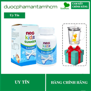 Gummies Canxi Neo Kids - Kẹo Canxi Cho Bé Vị Sữa Chua Bổ Sung Canxi, D3 Cho Trẻ - Hộp 60 Viên