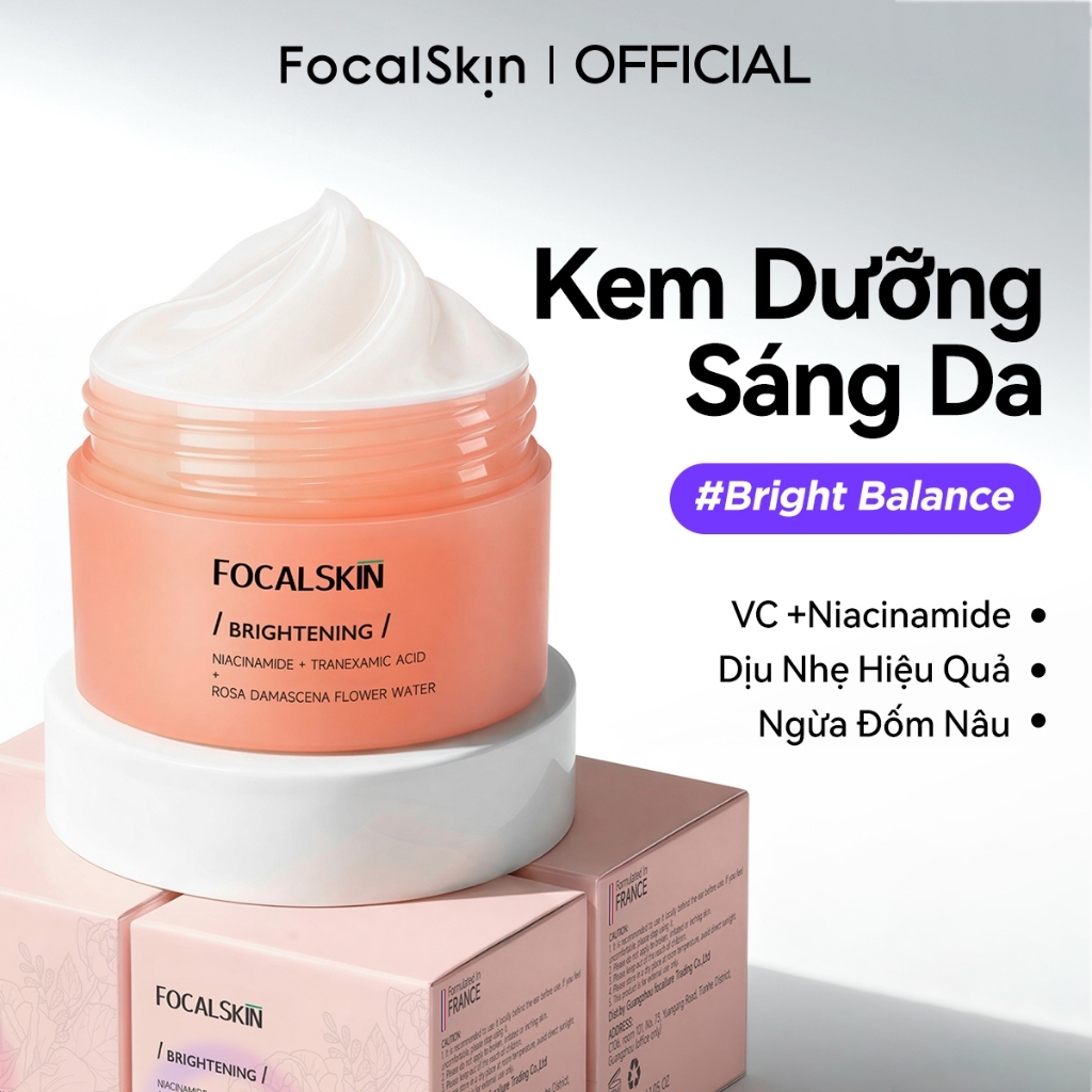 FOCALSKIN Kem Dưỡng Trắng Da Mờ Thâm Mụn Nám Đều Màu Da Vitamin C + Niacinamide +Tranexamic Acid 30g