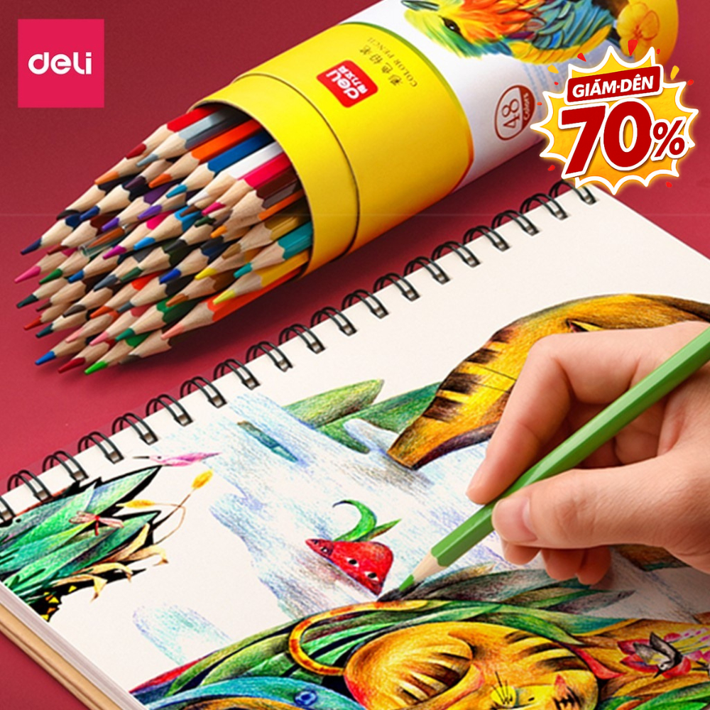 [🔥HOT 9K] Bút Chì Màu Gốc Dầu Dạng Cốc/Lon 48 Màu Sắc Tươi Sáng, Chì Không Dễ Gãy Cho Học Sinh Cho Bé