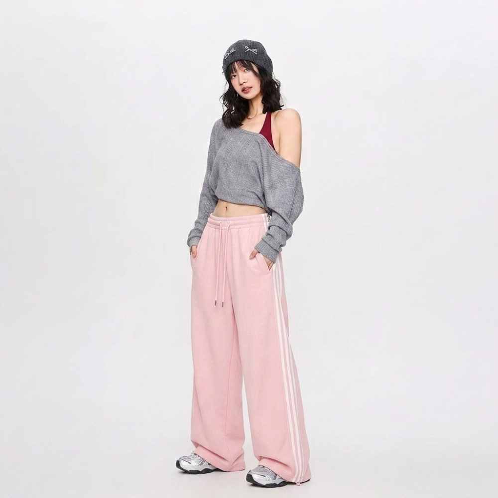Quần Jogger 3 Sọc Quần Ống Rộng Dáng Suông Unisex Nam Nữ Vải Nỉ 2Da Dày Dặn Mềm Mại | BigBuy360 - bigbuy360.vn
