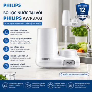 Máy lọc nước tại vòi Philips, Thiết Bị Lọc Nước Tại Vòi Philips, BH 12 Tháng, giadungnhapkhau19