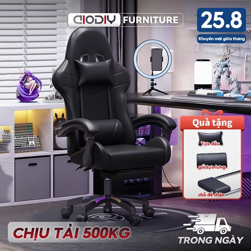 Ghế gaming AIODIY Công thái học bọc nệm mềm Thích hợp làm việc chơi game do điều chỉnh chiều cao và có đế đạp