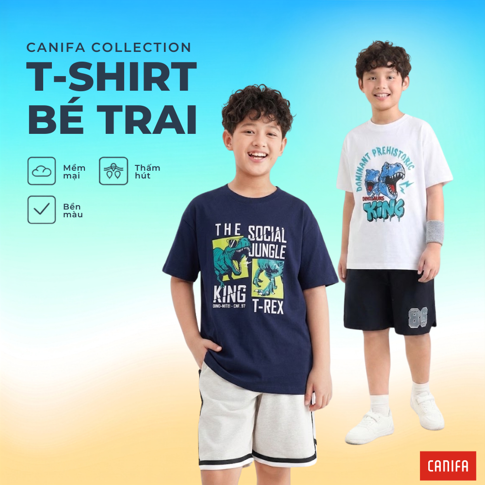 Áo phông bé trai có hình in CANIFA mềm mại, thoáng và bền màu 2TS26S015