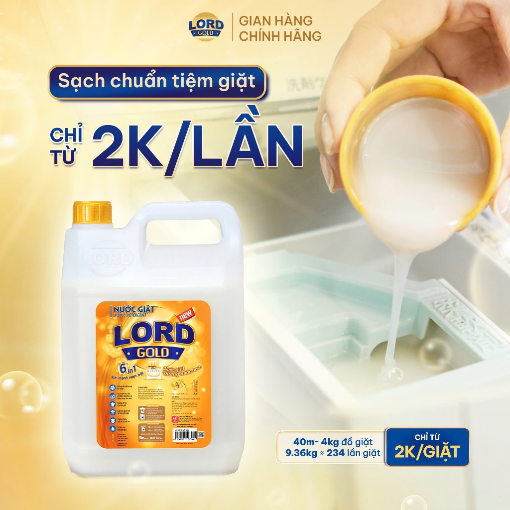 Nước Giặt Quần Áo Chính Hãng LORD Hương Nước Hoa Đậm Đặc Sạch Khuẩn Lưu Hương Thơm Cựu Lâu  An Toàn Cho Da 9,36kg
