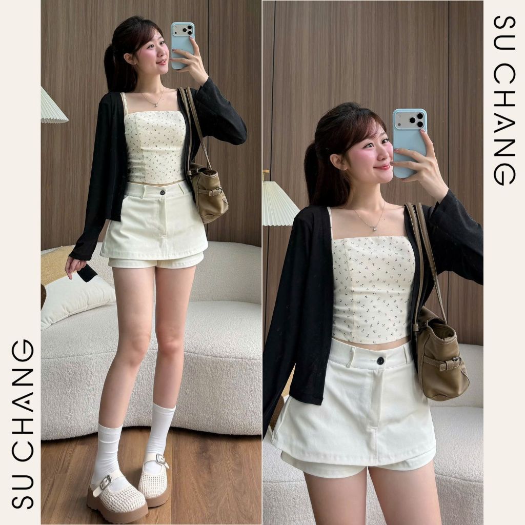 Set Áo Cardigan Kèm Quây Hoa Nhí S953 Su Chang Thời Trang Nữ | BigBuy360 - bigbuy360.vn