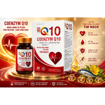 CoQ10 Coenzym Q10 Giúp tăng cường sức khỏe tim mạch Hộp 30 viên