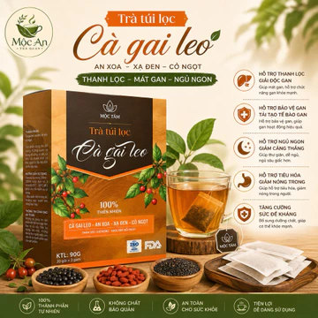 Trà Túi Lọc Cà Gai Leo Mộc Tâm – Cà Gai Leo, An Xoa, Xạ Đen, Cỏ Ngọt – 1 Hộp 30 Gói