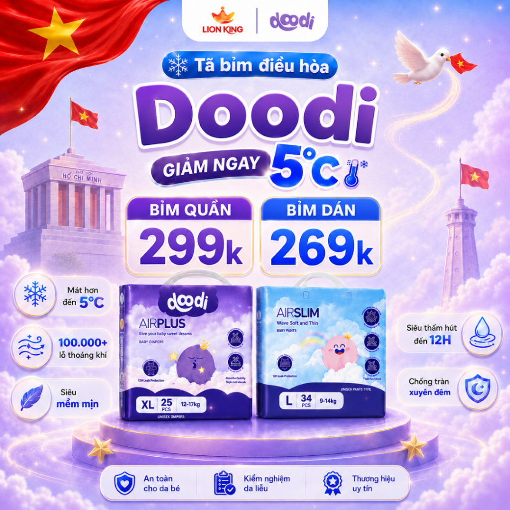 [Full size] Tã Bỉm Điều Hòa cao cấp Doodi