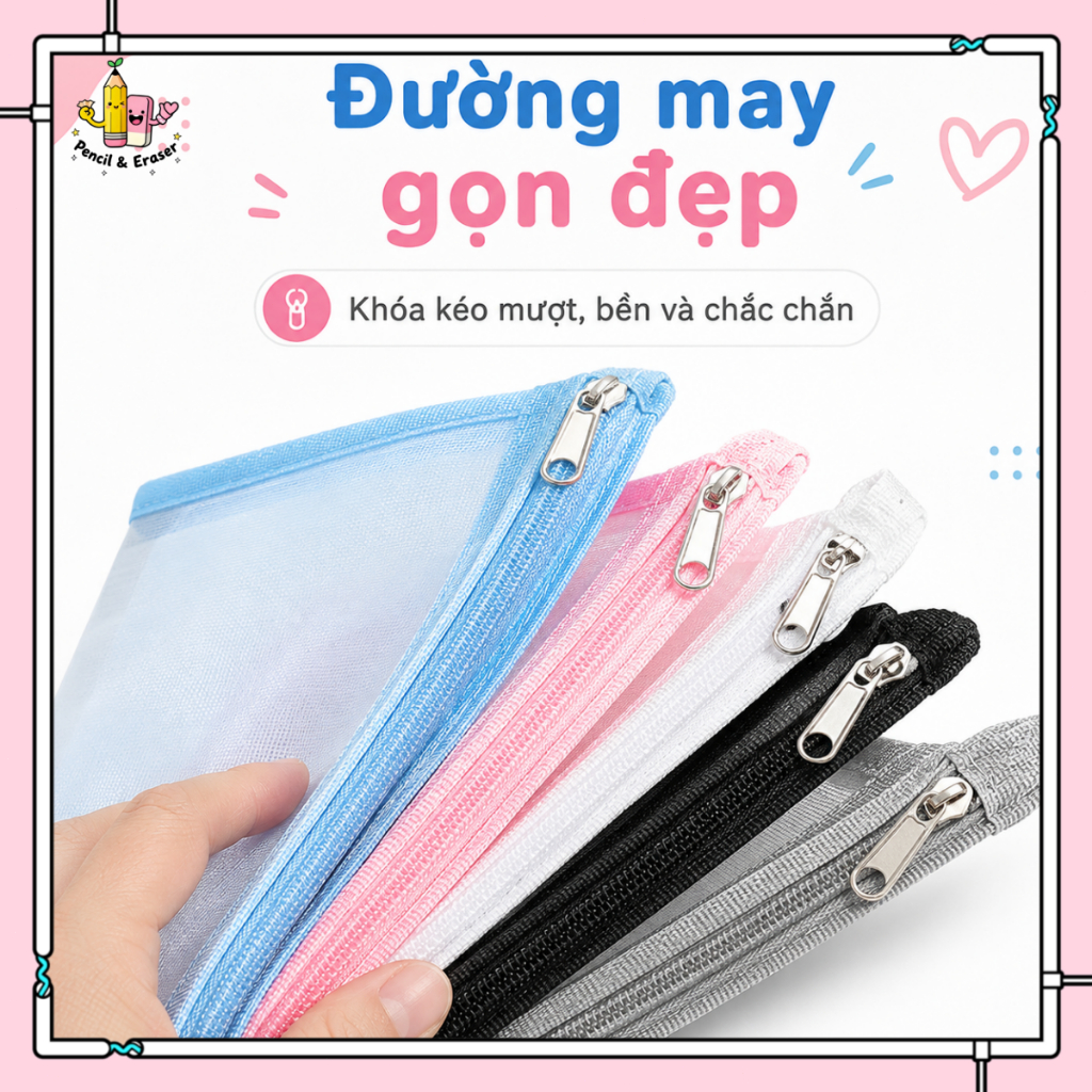 Túi Đựng Bút Lưới Zipper 20.5x12cm, Túi Đựng Mỹ Phẩm Mini Trong Suốt Tiện Lợi Cho Học Sinh Văn Phòng | BigBuy360 - bigbuy360.vn