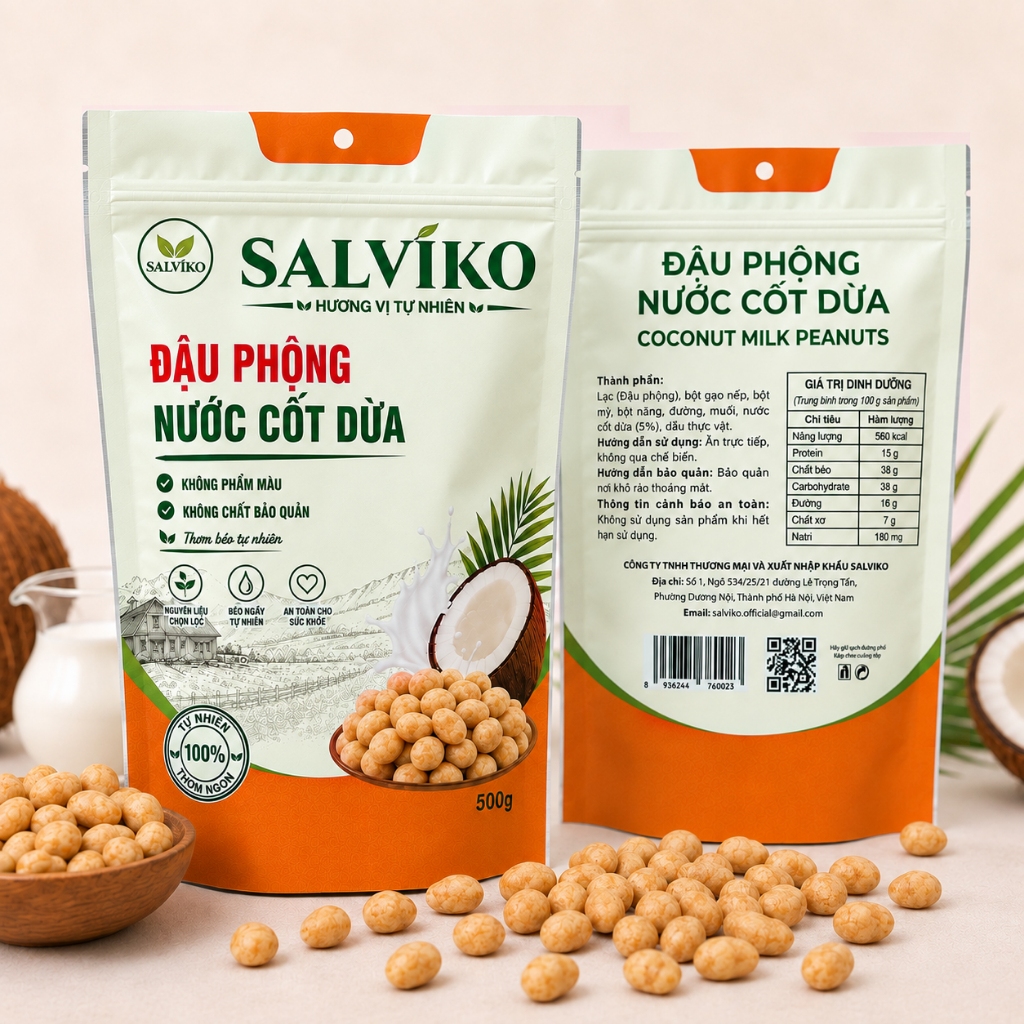 500g Đậu Phộng Da Cá Cốt Dừa – Giòn Rụm Từng Hạt, Thơm Béo Hấp Dẫn