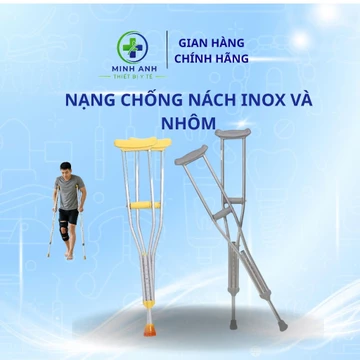(HOẢ TỐC GIAO HÀNG TRONG 2h NỘI THÀNH HÀ NỘI) NẠNG INOX CAO CẤP CÓ ĐỆM LÓT NÁCH CHỐNG ĐAU NÁCH
