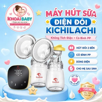 Máy Hút Sữa Điện Đôi KHÔNG TÍCH ĐIỆN Kichilachi, Máy Vắt Sữa Điện Đôi Có Bình Hút Sữa Pp