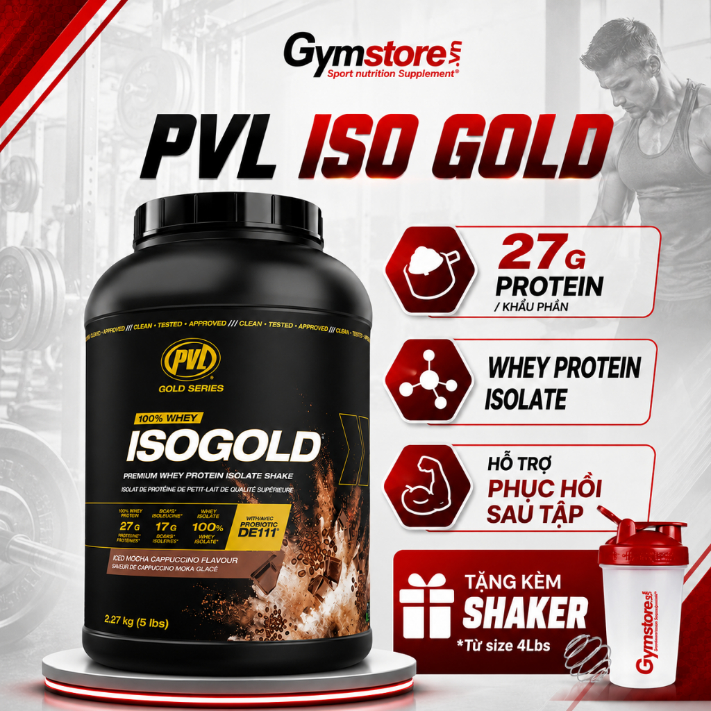 [CÓ QUÀ TẶNG] Sữa tăng cơ PVL ISO GOLD Premium Whey Protein Isolate 5Lbs (2.27kg) Made in Canada - Gymstore