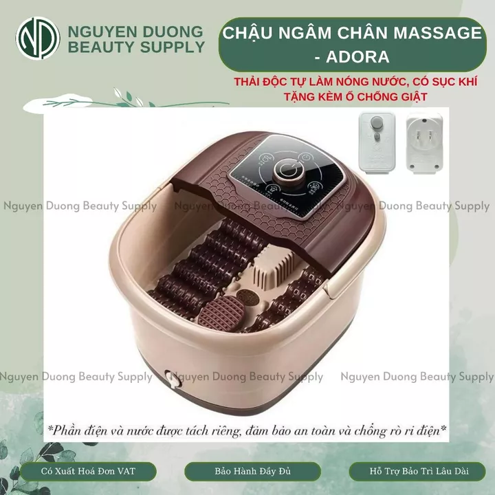 Chậu Ngâm Chân Massage ADORA, Bồn Ngâm Chân Massage Có Sục Khí, Bồn Massage Chân Thải Độc Tự Làm Nóng Nước