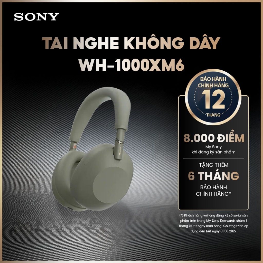 [New] Tai nghe Sony không dây có công nghệ chống ồn WH-1000XM6 - MÀU XÁM Ô LIU