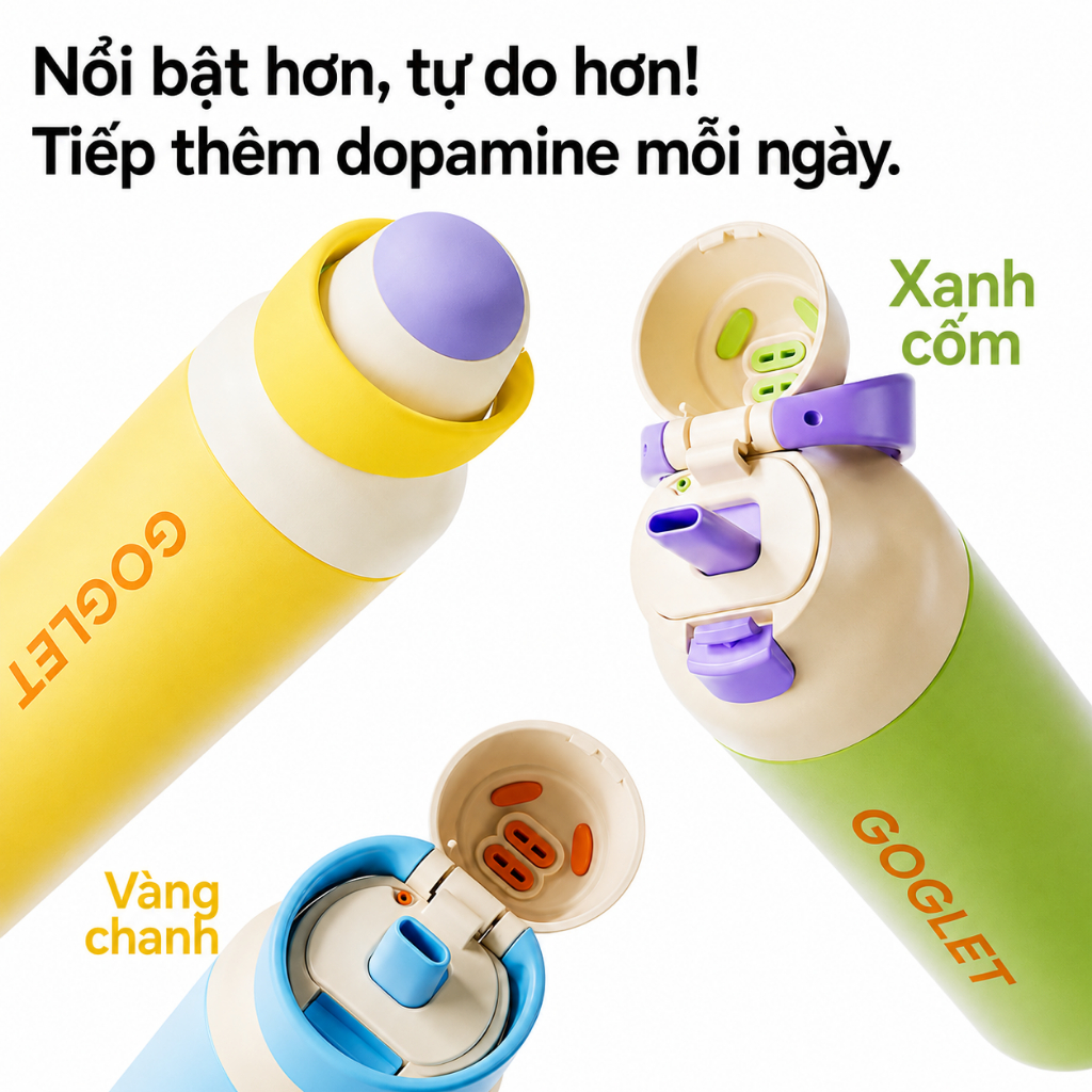 Bình Giữ Nhiệt GOGLET 750ml Inox 304 Cao Cấp - Bình Nước Thể Thao Có Ống Hút 2 Chế Độ Uống, Giữ Nóng Lạnh, Chống Rò Rỉ | BigBuy360 - bigbuy360.vn