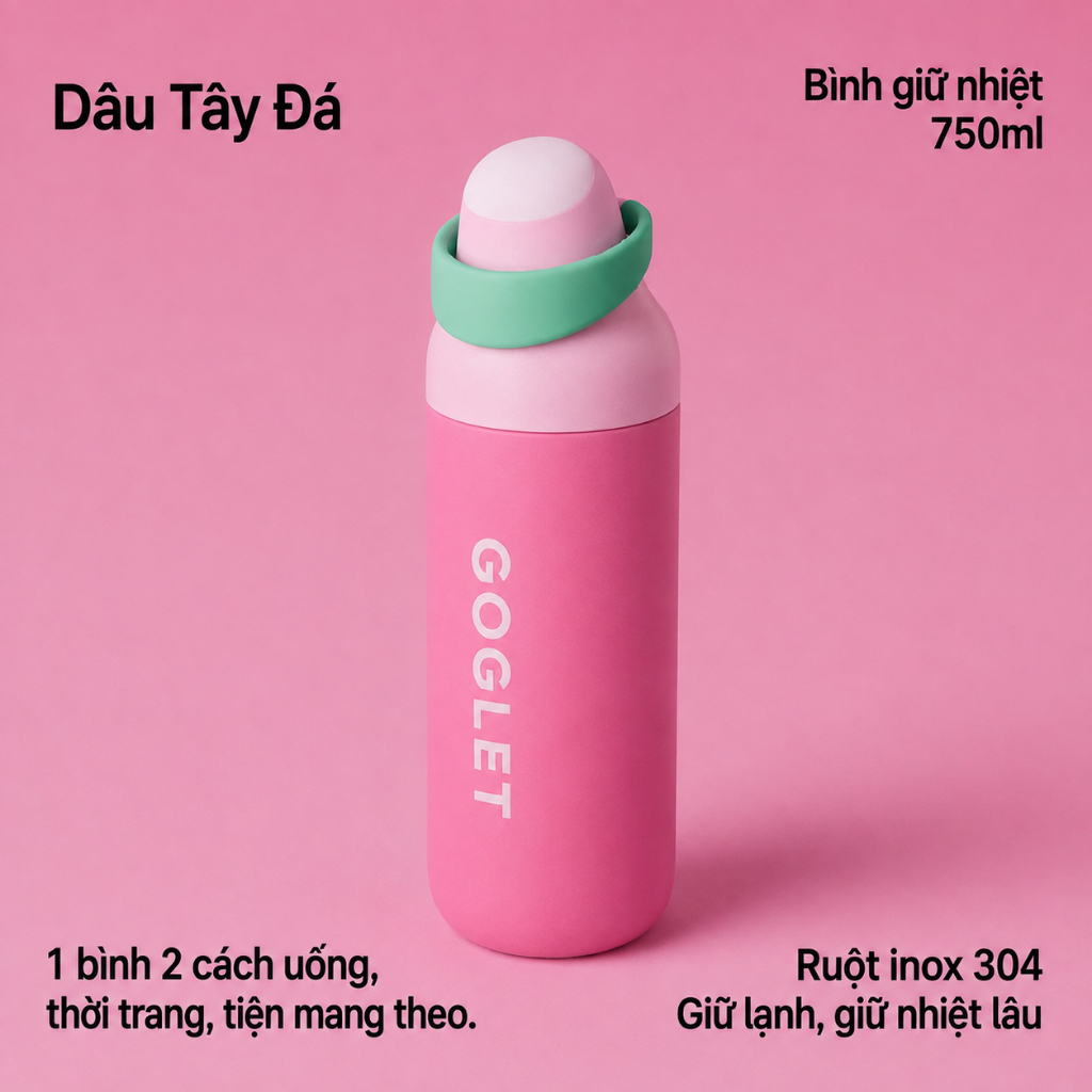 Bình Giữ Nhiệt GOGLET 750ml Có Ống Hút, Bên Trong Inox 304 - Mở Nắp 1 Chạm, Uống Trực Tiếp, Giữ Nóng Lạnh | BigBuy360 - bigbuy360.vn