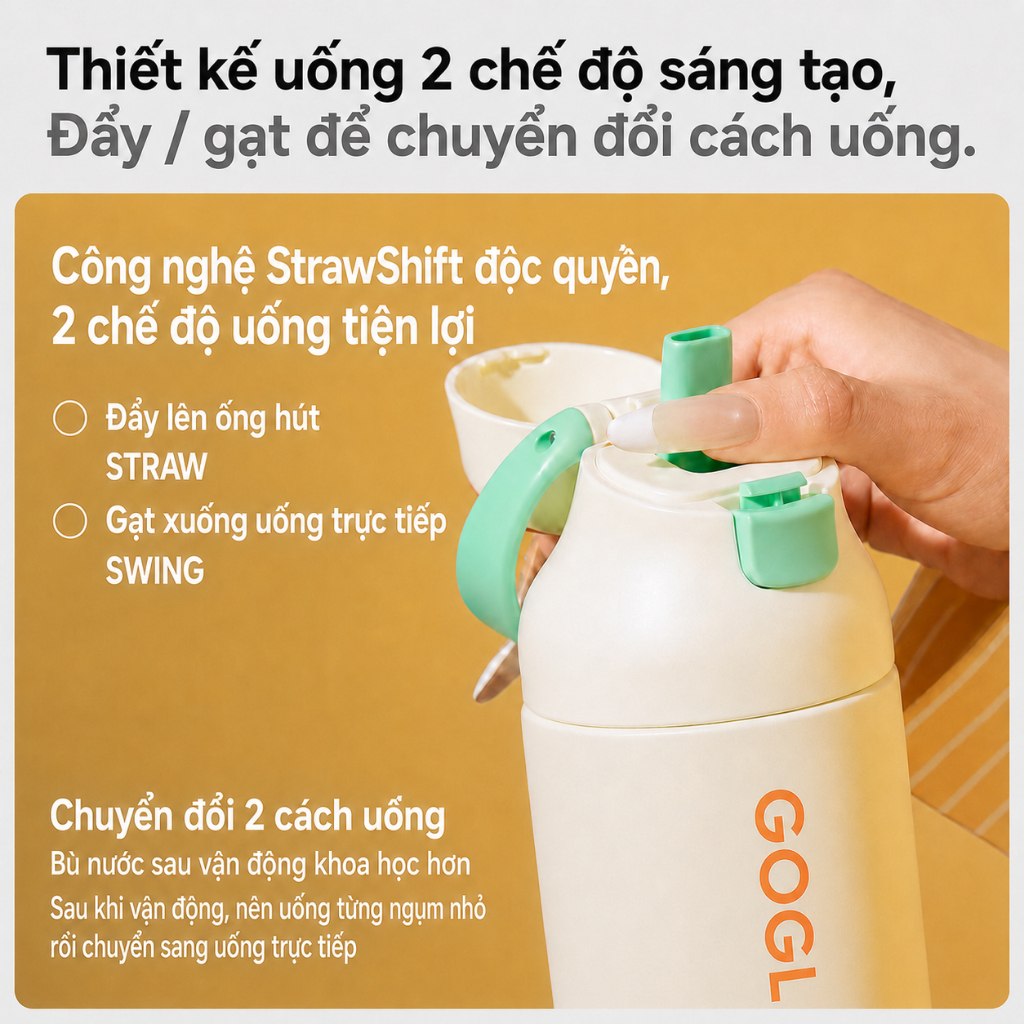 Bình Giữ Nhiệt GOGLET 750ml Có Ống Hút, Bên Trong Inox 304 - Mở Nắp 1 Chạm, Uống Trực Tiếp, Giữ Nóng Lạnh | BigBuy360 - bigbuy360.vn