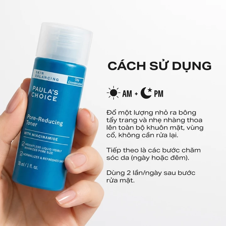 Toner cấp ẩm, se khít lỗ chân lông Paula’s Choice Skin Balancing Pore Reducing Toner 30ml 1357