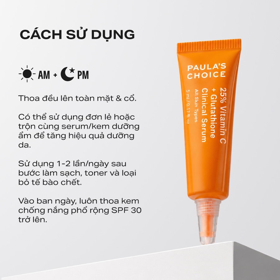 Tinh Chất Làm Sáng Da Và Mờ Nám Chuyên Sâu Paula's Choice 25% Vitamin C + Glutathione Clinical Serum -5ml mã 1497 | BigBuy360 - bigbuy360.vn