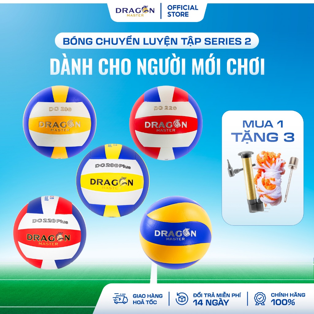 Bóng chuyền Dragon Master Series 2 chính hãng da mềm êm tay cho người mới chơi - Bảo hành 3 tháng