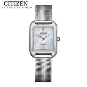 Đồng Hồ Nữ Citizen Eco-Drive Đính Đá Swarovski Dây Thép Không Gỉ EM0491-81D - Mặt Xà Cừ (23.5mm)