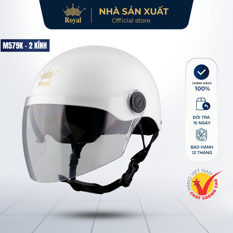 Mũ Bảo Hiểm Nửa Đầu Royal M579 Chính Hãng Kính Âm Râm Đen Chắn Bụi Kết Hợp Lưỡi Trai Che Nắng, Nón Bảo Hiểm 1/2 Đầu | BigBuy360 - bigbuy360.vn