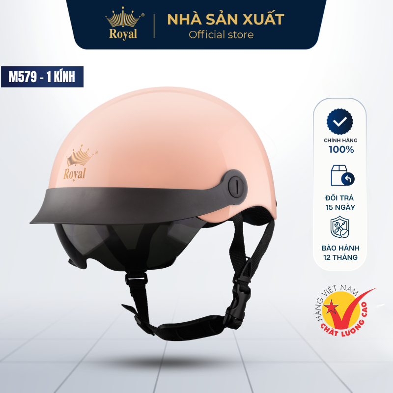 Mũ Bảo Hiểm Nửa Đầu Royal M579 Chính Hãng Kính Âm Râm Đen Chắn Bụi Kết Hợp Lưỡi Trai Che Nắng, Nón Bảo Hiểm 1/2 Đầu | BigBuy360 - bigbuy360.vn