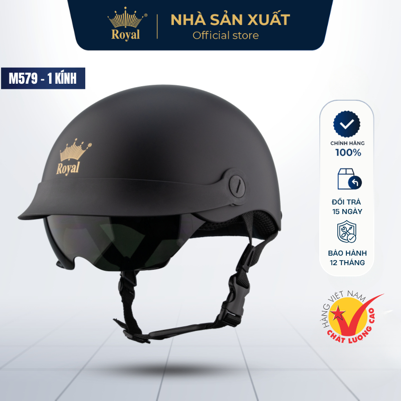 Mũ Bảo Hiểm Nửa Đầu Royal M579 Chính Hãng Kính Âm Râm Đen Chắn Bụi Kết Hợp Lưỡi Trai Che Nắng, Nón Bảo Hiểm 1/2 Đầu | BigBuy360 - bigbuy360.vn