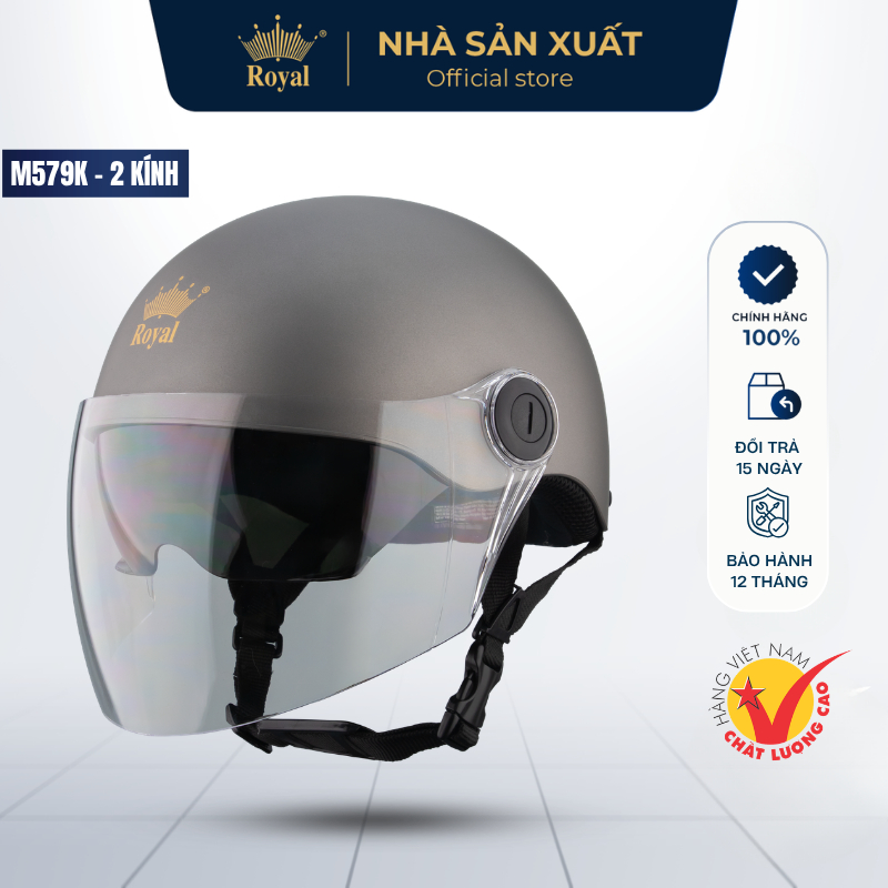 Mũ Bảo Hiểm Nửa Đầu Royal M579 Chính Hãng Kính Âm Râm Đen Chắn Bụi Kết Hợp Lưỡi Trai Che Nắng, Nón Bảo Hiểm 1/2 Đầu | BigBuy360 - bigbuy360.vn