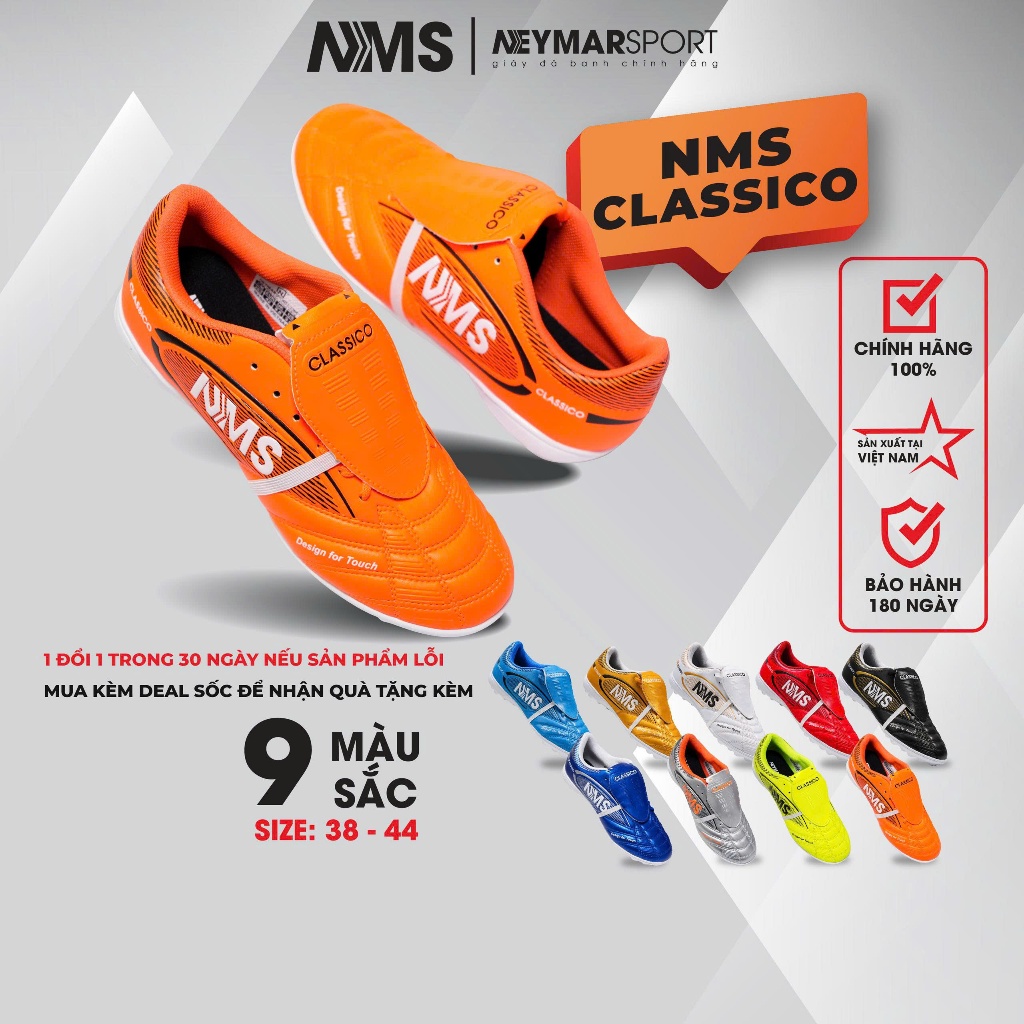 Giày đá bóng cỏ nhân tạo NMS CLASSICO TF lưỡi gà gập cổ điển, trang bị upper PU cao cấp kèm lớp đệm EVA êm ái | BigBuy360 - bigbuy360.vn