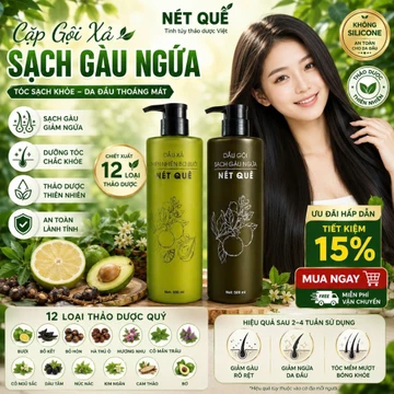 ComBo Dầu Gội Sạch Gàu Ngứa & Dầu Xả Thiên Nhiên Bơ Bưởi, dầu gội dành cho tóc bị nấm NÉT QUÊ