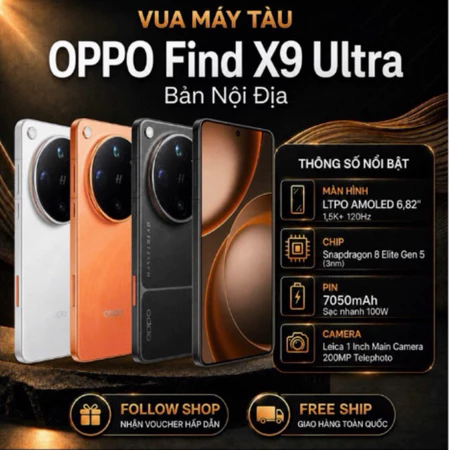 Điện thoại OPPO Find X9 Ultra (Nội Địa) Ram 16-512 Like new - Đẹp 99% ,Fullbox.