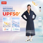 Áo khoác chống nắng nữ dáng dài có mũ xẻ tà thắt eo chống 97% tia UV CANIFA PS 6OT26S004 — ảnh 1