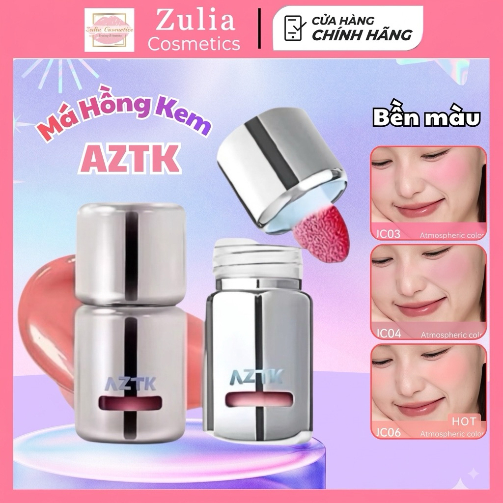 [AZTK] Má Hồng Kem AZTK Dạng Lỏng Đầu Nấm, Vỏ Bạc Mới, Căng Bóng và Mờ Lì Tự Nhiên 5ml