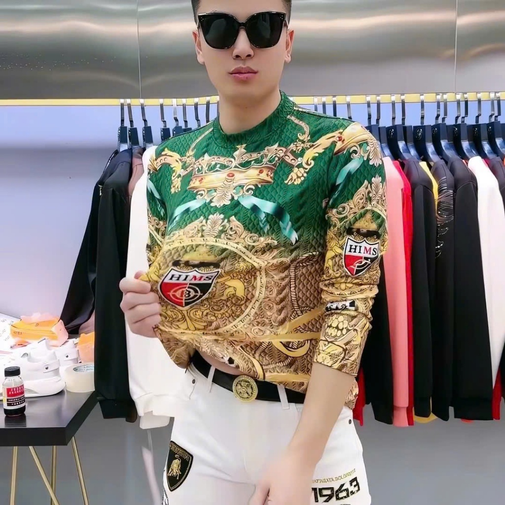 Áo dài tay+côc Nam Họa Tiết Baroque  Đẳng Cấp Châu Âu Mẫu Áo Nam Hot Trend 2026