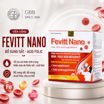 Viên uống bổ sung sắt Fevitt Nano bổ máu, cải thiện tình trạng thiếu máu (Hộp 100 viên)