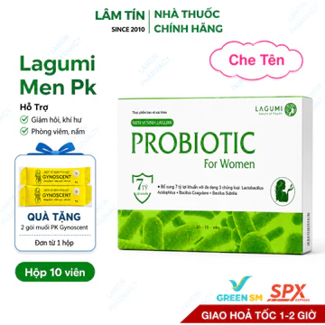 ( Tặng 2 gói muối rửa pk ch ) Men vi sinh phụ nữ LAGUMI PROBIOTIC bổ sung 7 tỷ lợi khuẩn, cân bằng pH và hệ khuẩn, 10v