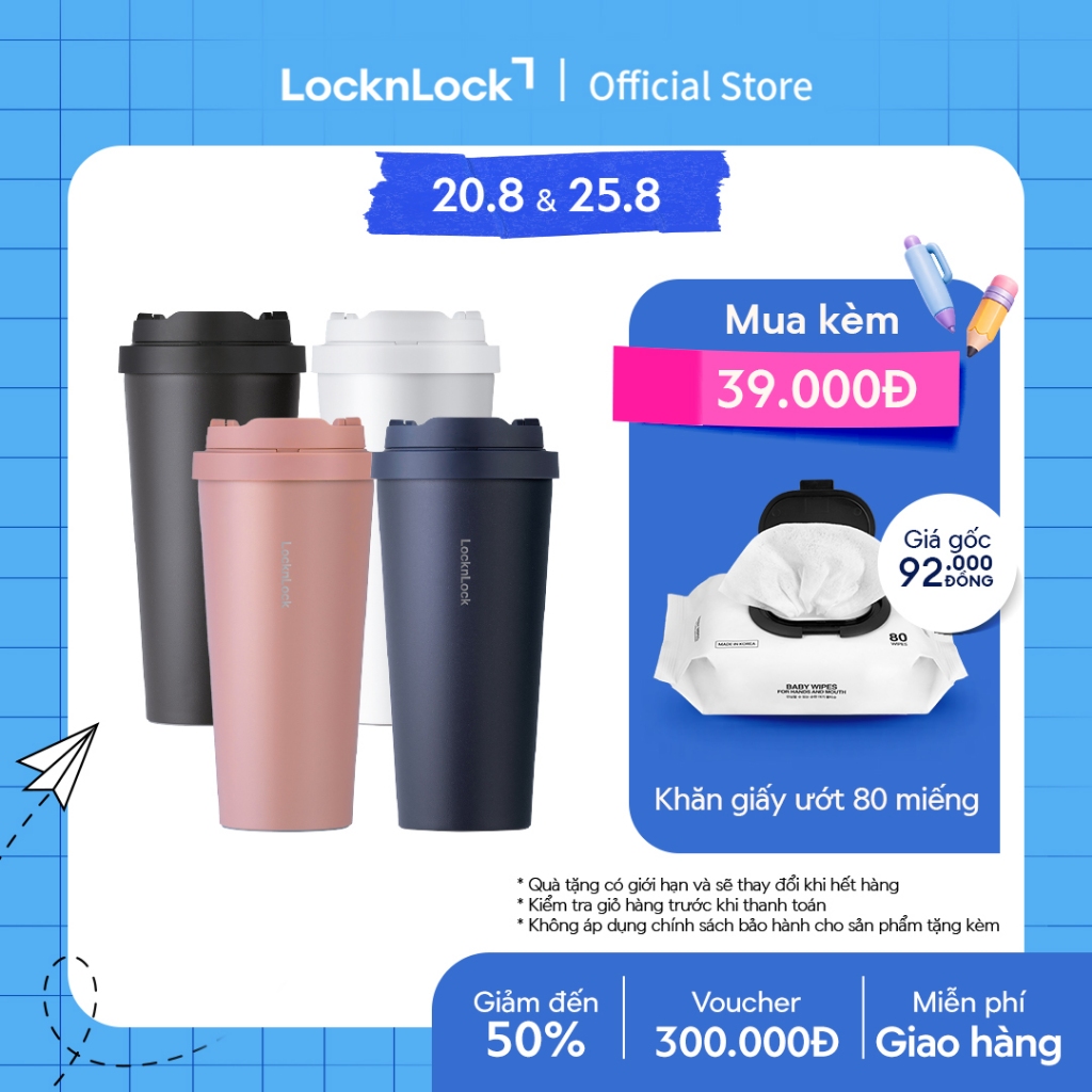Bình giữ nhiệt Lock&Lock Energetic one-touch thép không gỉ 316L 550ml và 400ml - LHC3249 (4 màu)