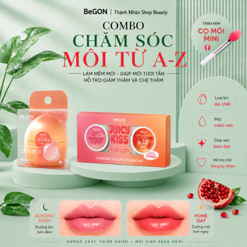 Combo Chăm Sóc Môi BEGON [Tẩy Da Chết Đào Mọng x Son Lựu Đỏ x Son Hạnh Nhân] - Tẩy Da Chết, Làm Hồng Môi, Che Thâm [A-Z]