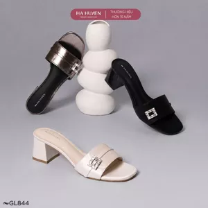 Guốc lê nữ 6cm HÀ HUYỀN quai da gót vuông 6 phân - GL844
