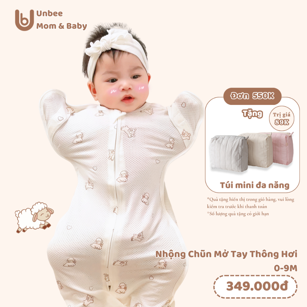 Nhộng Chũn Thông Hơi Mở Tay Thông Minh Unbee Chất Liệu Tơ Tằm Giúp Bé Ngủ Ngon, Tránh Giật Mình