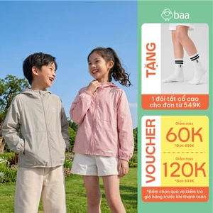 Áo khoác chống nắng cho bé vải dù, áo khoác bốn màu chống nước siêu nhẹ có mũ 3-10 tuổi Baababay AK13D